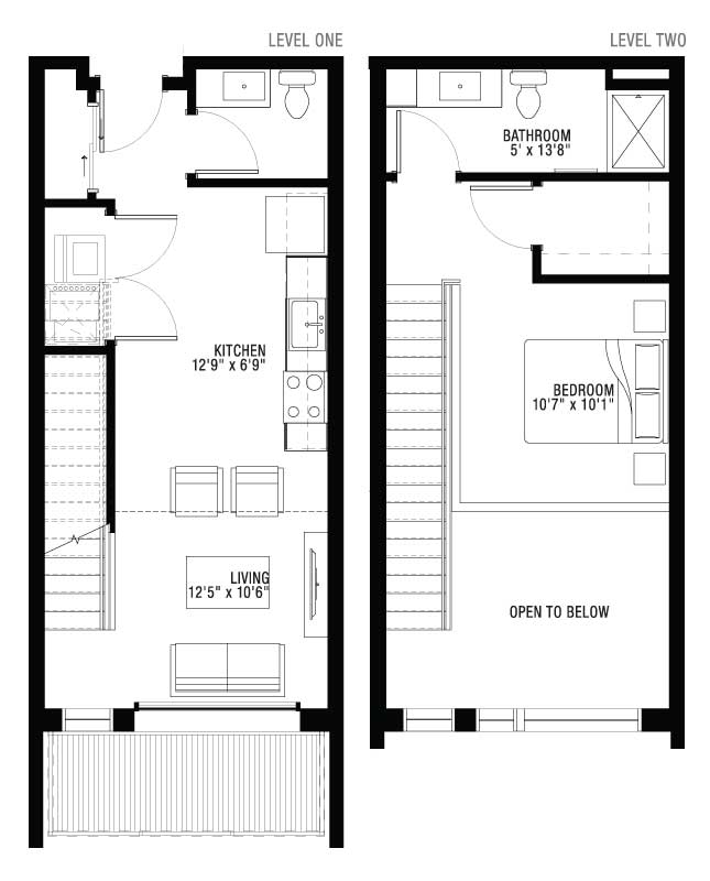 2 Floor 1 Bedroom Apartment Floor Plan