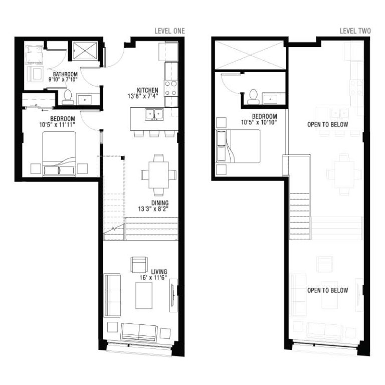 2 Floor 2 Bedroom Apartment at Ultra Lofts Floor Plan