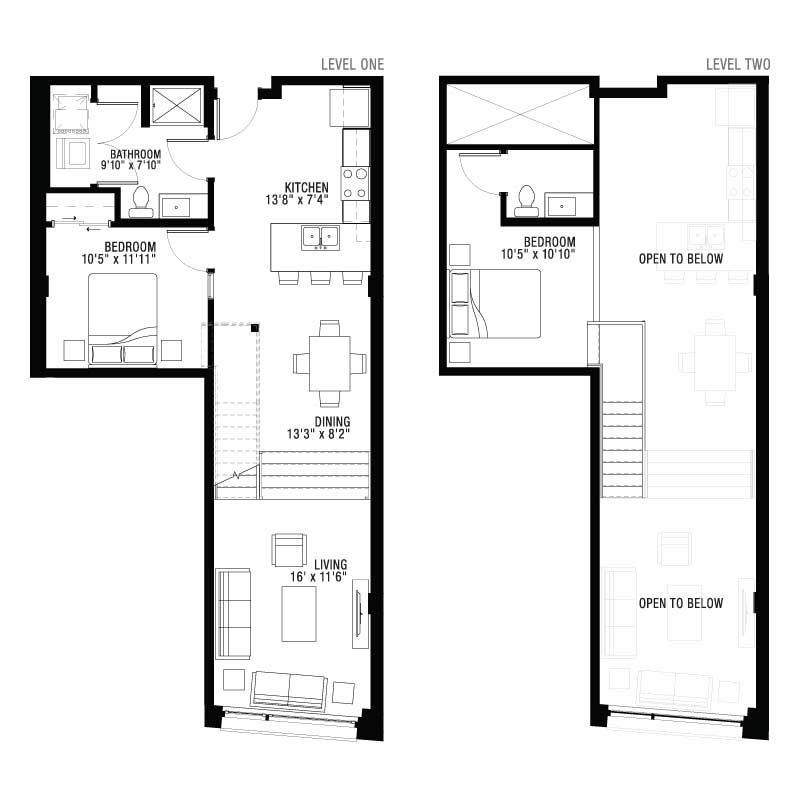 2 Bedroom Loft Apartment Floor Plans 550 Ultra Lofts